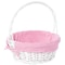 Vintiquewise White Round Willow Gift Basket, with Pink and White Gingham Liner and Handles, Medium QI004550PK.M - alternate 1